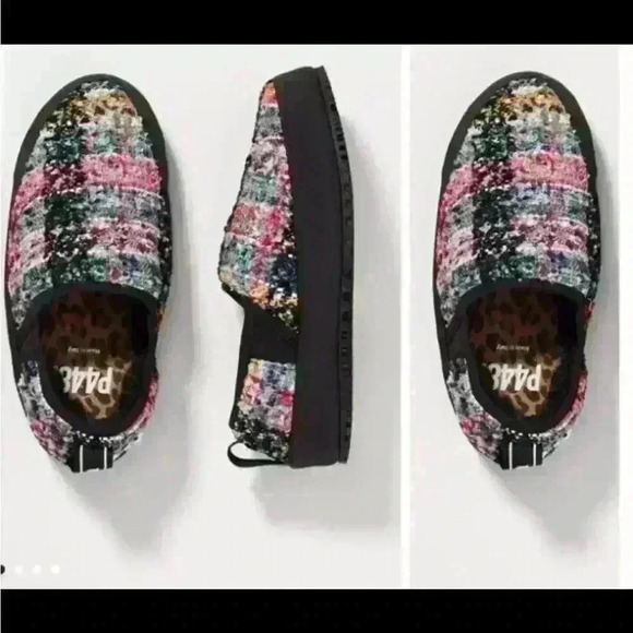 P448 LABY NEW!! Anthropologie Slipper Multicolor EU 38 US 7.5 Tweed Slip-On - Picture 1 of 4